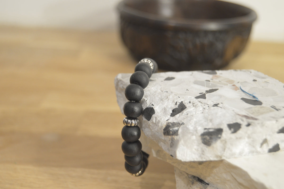 Black Polymer Clay Bracelet  // Handmade Bracelet // Polymer Clay Bracelet
