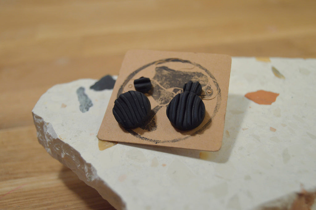 Black Stud Earring Combo // Handmade Earring // Polymer Clay Earring // Stud Earring // Stainless Steel.