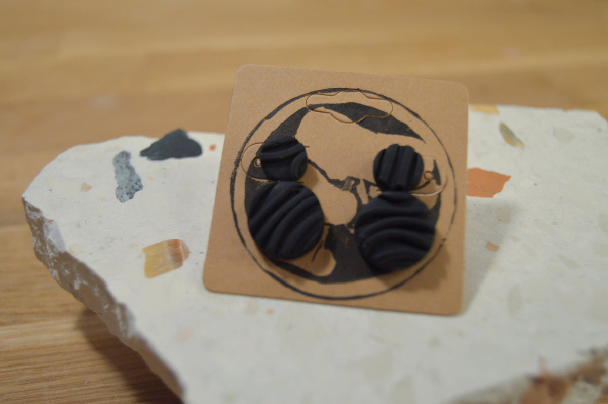 Black Stud Earring Combo // Handmade Earring // Polymer Clay Earring // Stud Earring // Stainless Steel.