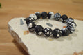 Black Splatter Bead Bracelet // Handmade Bracelet // 14mm Beads