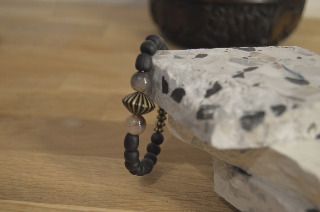 Black Polymer Clay Bracelet  // Handmade Bracelet // Polymer Clay Bracelet